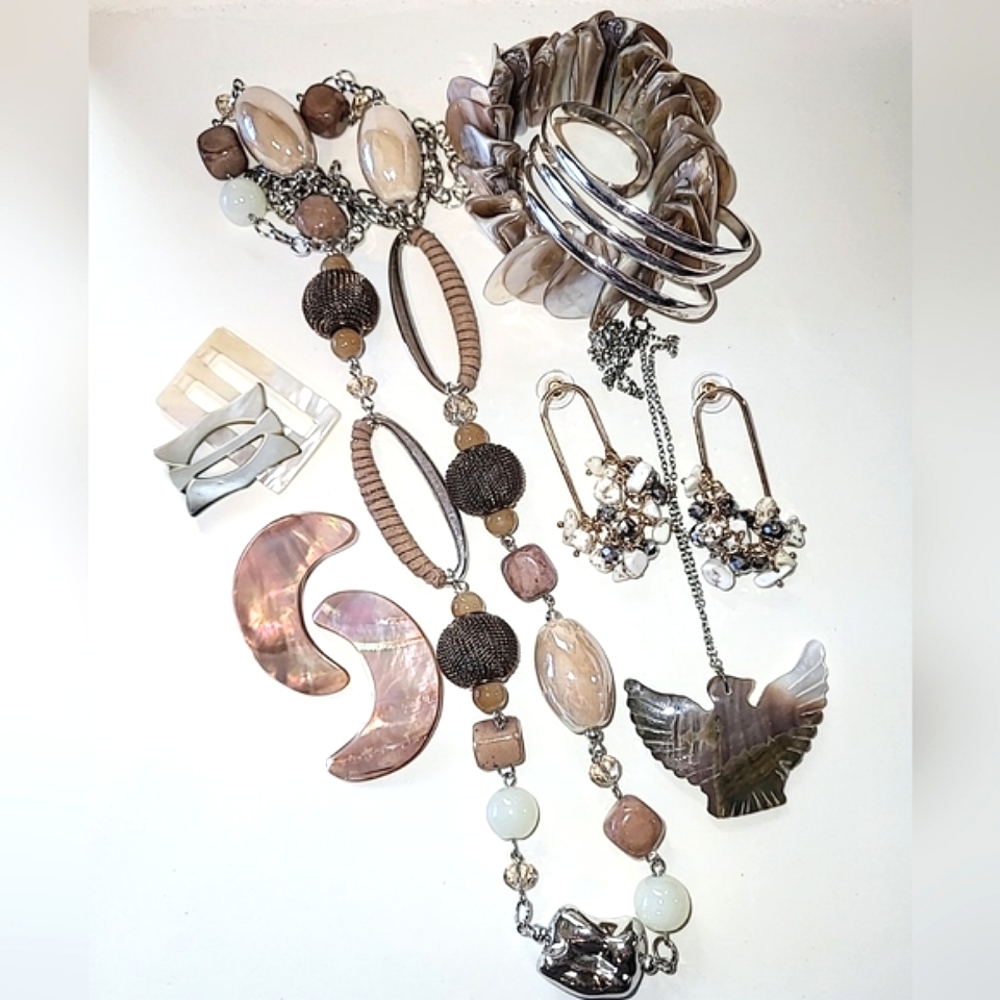 Vintage MOP Mother Of Pearl Mixed Jewelry Lot 8 Pieces